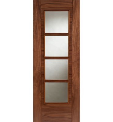 Internal Walnut SS 4 Light Iseo with Bevelled Glass