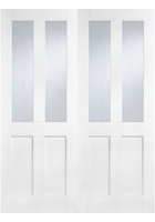 White Primed London Clear Glazed Door Pair