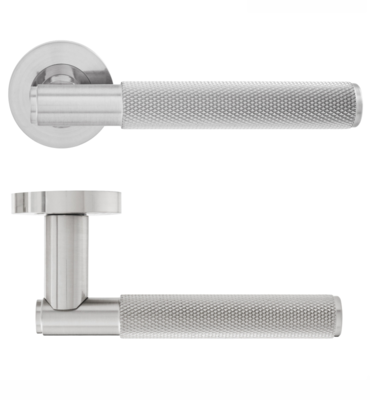 Knurled Lever on Rose - Satin Nickel