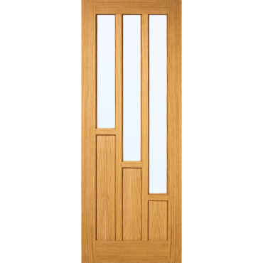 Pre-Finished Oak Nevada 3 Light Clear Glazed Door