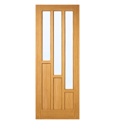 Pre-Finished Oak Nevada 3 Light Clear Glazed Door