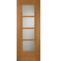 Internal Oak SS 4 Light Iseo with Bevelled Glass