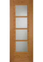 Pre-Finished Oak SS 4 Light Iseo Glazed FD30 Fire Door