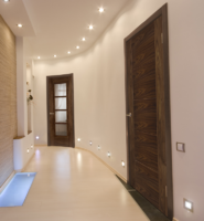 Internal Walnut SS 4 Light Iseo with Bevelled Glass