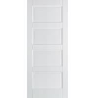White Primed Contemporary 4 Panel Fire Door