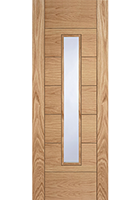 Pre-Finished Oak Corsica 18G Central Clear Glazed FD30 Fire Door