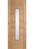 Pre-Finished Oak Corsica 18G Central Obscure Glazed FD30 Fire Door