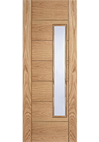 Pre-Finished Oak Corsica 18G Offset Clear Glazed FD30 Fire Door