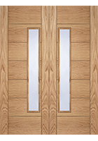 Pre-Finished Oak Corsica 18G Offset Obscure Glazed FD30 Fire Door Pairs