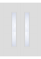 White Primed Corsica 18G Offset Obscure Glazed FD30 Fire Door Pairs