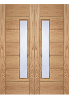 Pre-Finished Oak Corsica 18G Offset Clear Glazed FD30 Fire Door Pairs