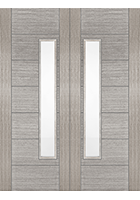 Light Grey Corsica 18G Offset Clear Glazed FD30 Fire Door Pairs