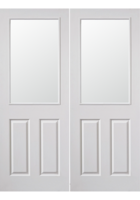 Canterbury 1 Light Clear Glazed Smooth FD30 Fire Door Pair