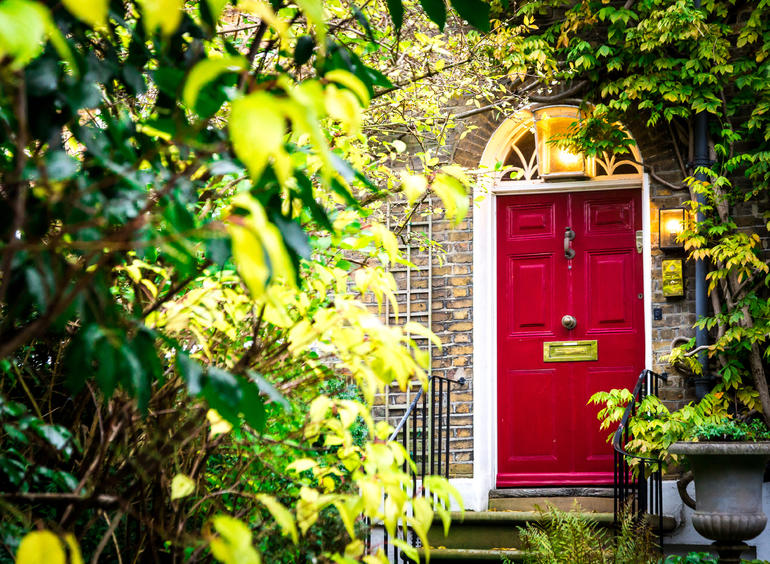 Red front door