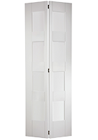 White Primed LP 4 Panel Clear Glazed Shaker Bi-Fold