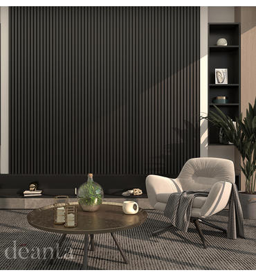 Immerse Acoustic Black Wall Panelling in a living room