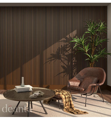 Immerse Acoustic Walnut Wall Panelling in a living room