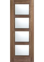 Pre-Finished Walnut Vancouver Clear Glazed FD30 Fire Door