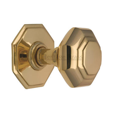 3” Octagon Center Door Knob - Polished Brass