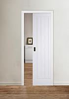 White Primed Mexicano Pocket Door Kit